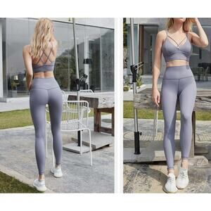 WISKII Shimmer Leggings Shimmer Blue Tight Fit High Waist Athletic Stretch S